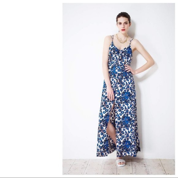 blue leopard print dress topshop Topshop | Dresses | Topshop Blue Animal Print Maxi Dress Sz 8 Us Guc